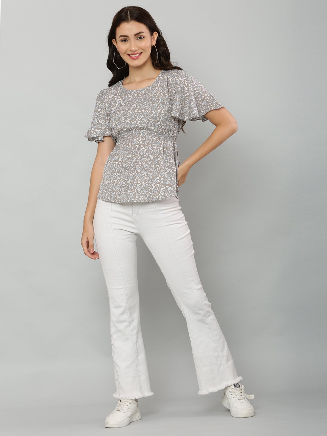 Grey Top for Women's American Crepe Top - Image 4