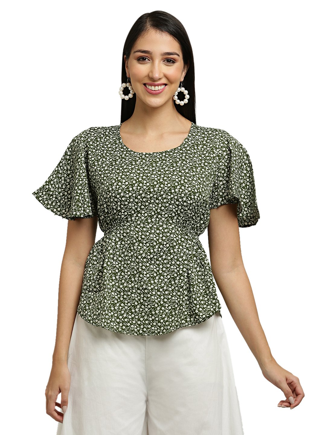 Trendy Green Digital Printed Women’s Top - Image 2