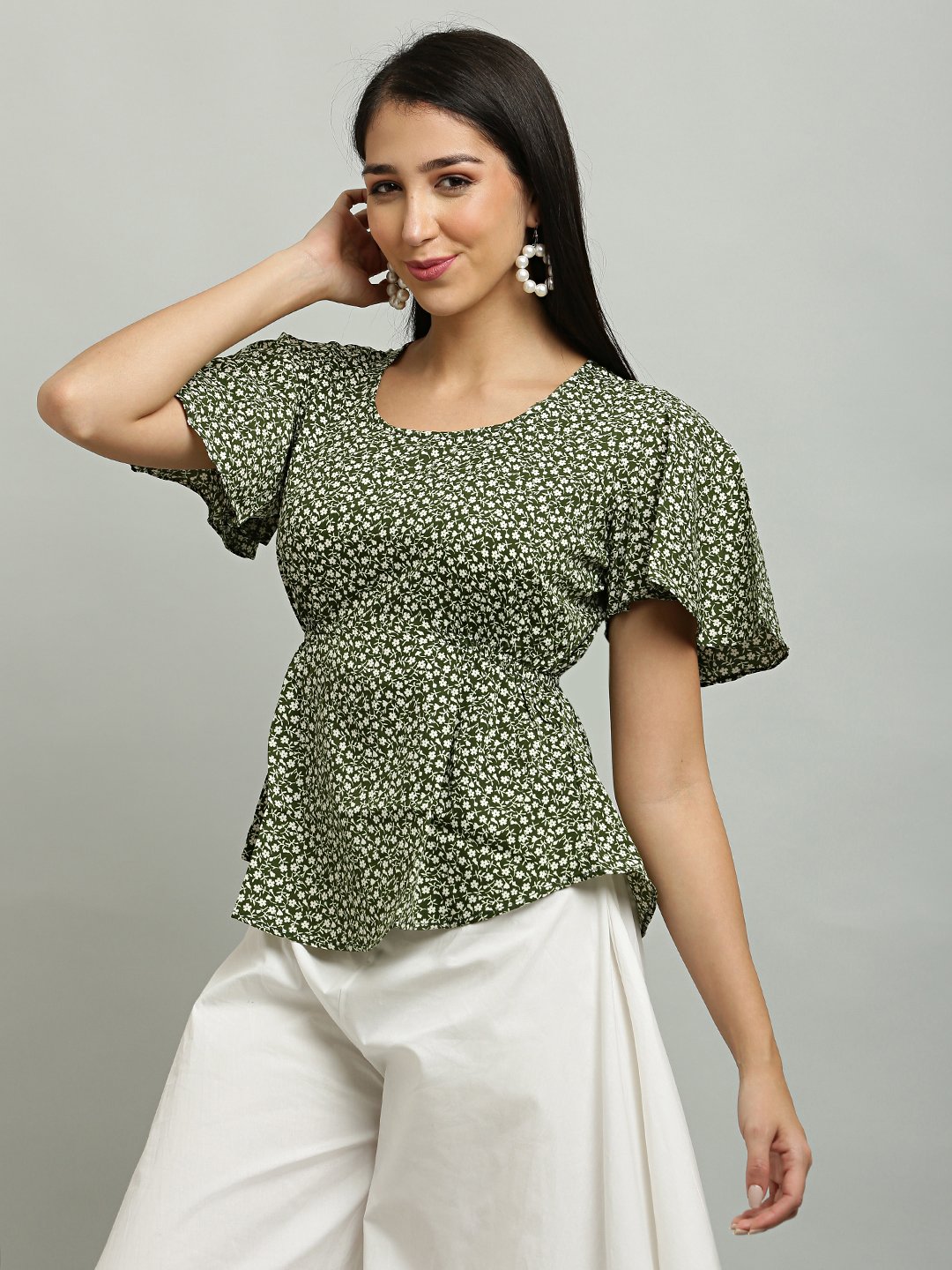 Trendy Green Digital Printed Women’s Top - Image 5