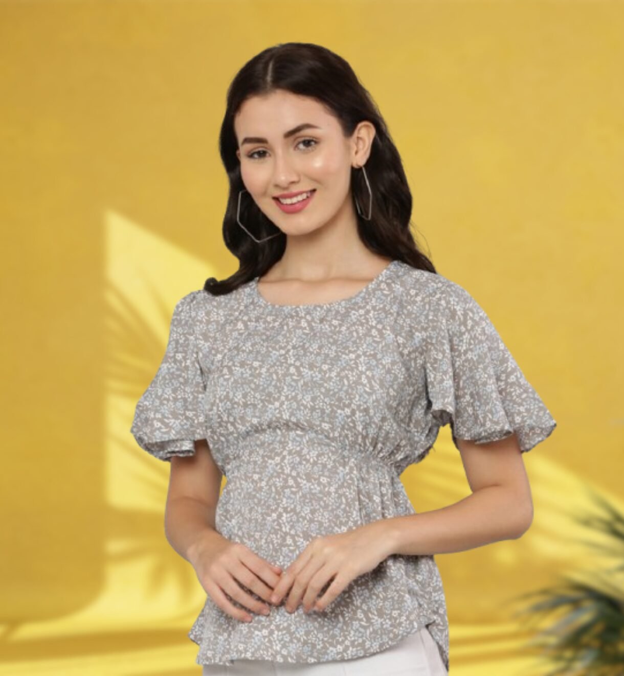 Grey Top for Women's American Crepe Top