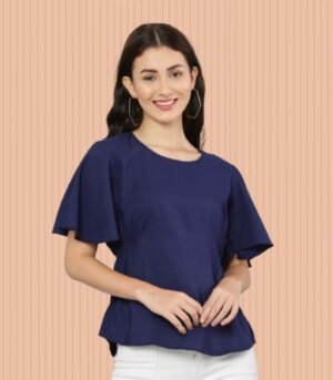 Women’s Blue Digital Printed Crepe Top