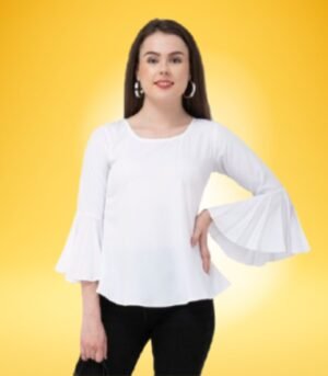 Women’s Top White Solid American Crepe Top