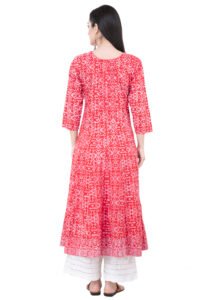 Block Printed Red Anarkali