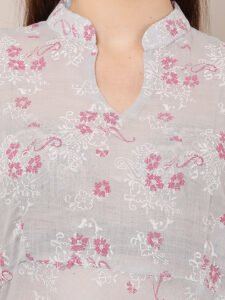 Grey Screen Printed Anarkali