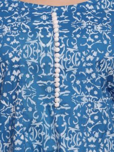 Blue Screen Printed Anarkali