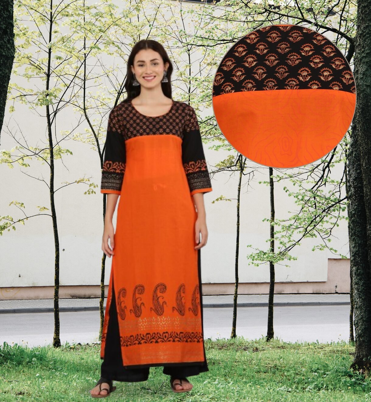 Cotton Orange Kurti