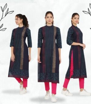 PSMAAG Women's Block Printed Cotton Kurti PSG-K55