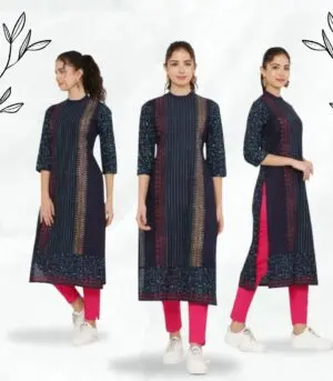 PSMAAG Women's Block Printed Cotton Kurti PSG-K55