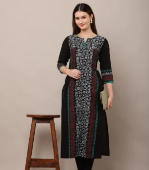 Block Printed Black Kurti